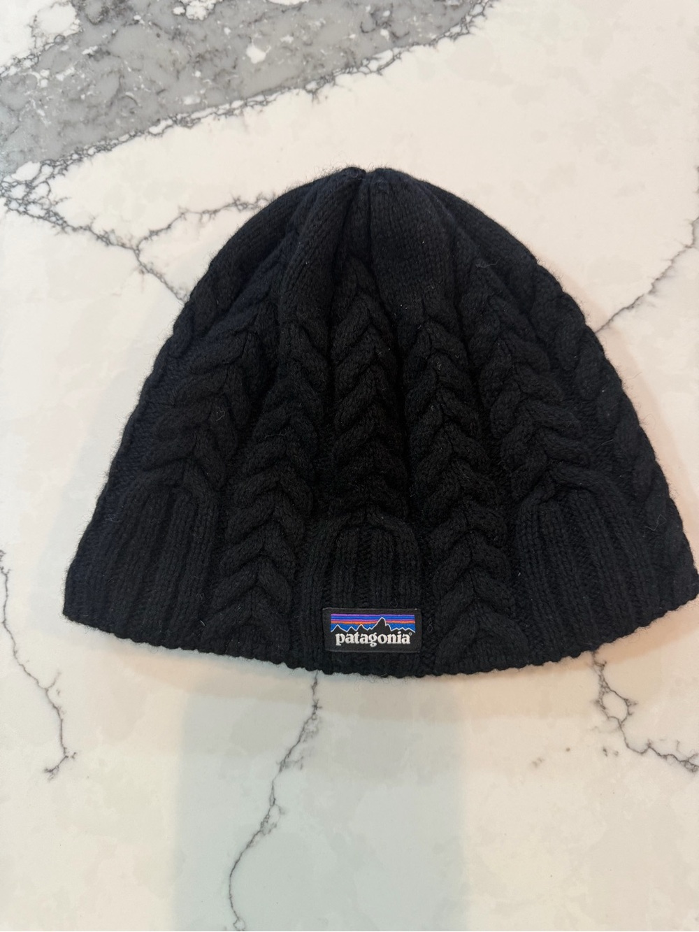 Patagonia Black Cable-Knit Beanie